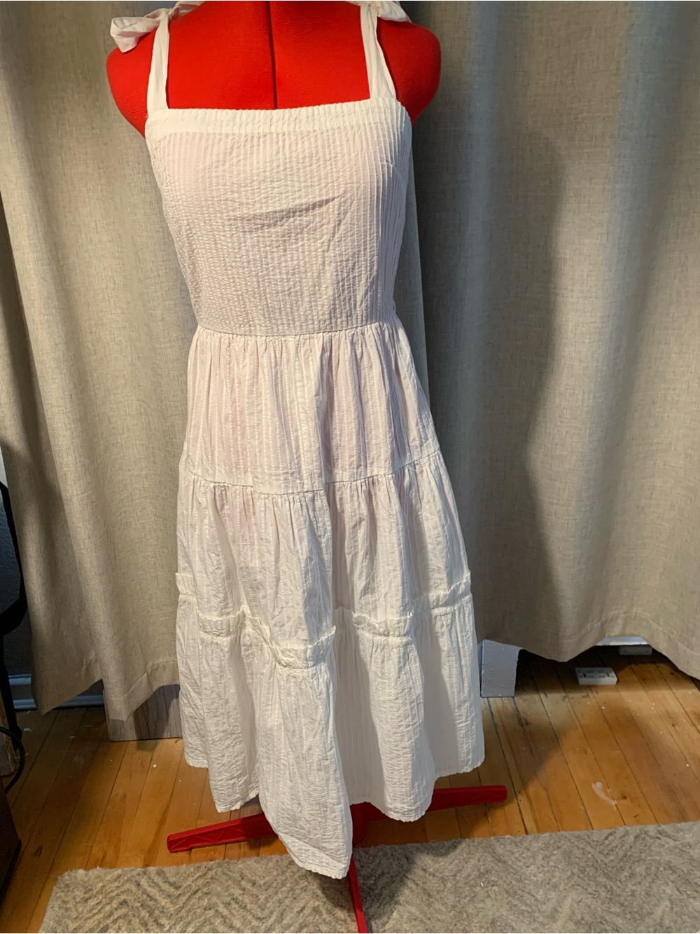 Topshop White Tiered Maxi Dress with Tie Straps